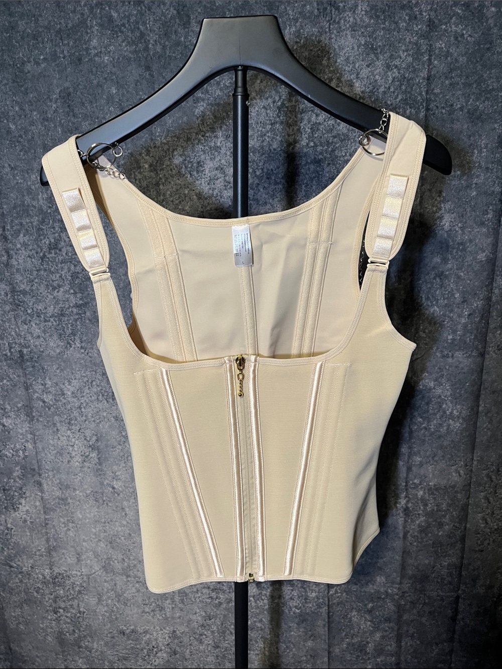 Beige Structured Corset TankTop With Adjustable Straps